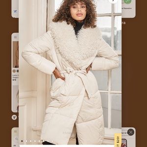 Cozy Beige Faux Fur Quilted Long Puffer Jacket